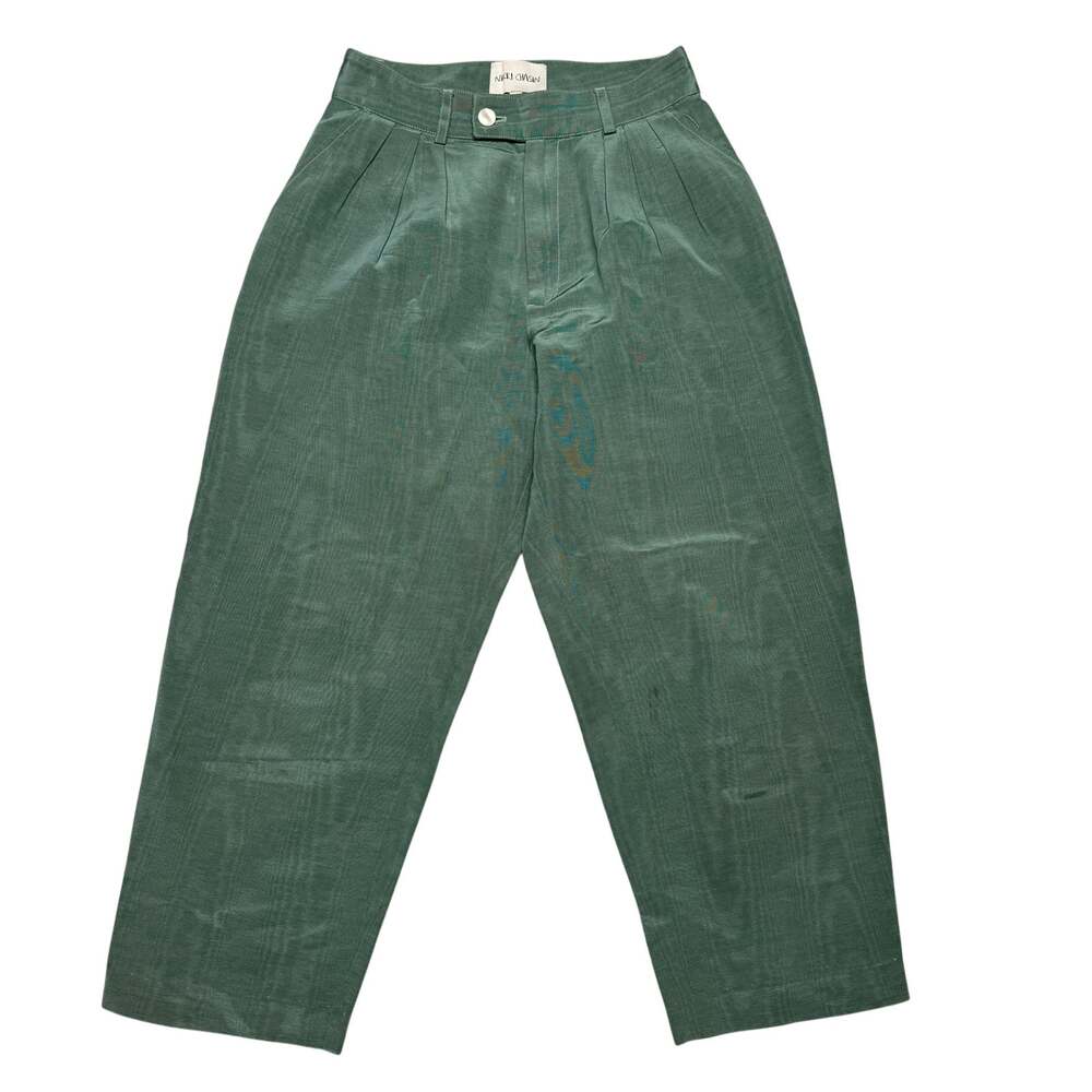 Nikki Chasin Sol Pleated Trousers Juniper Moire Pants Women's 4 Indie Twee